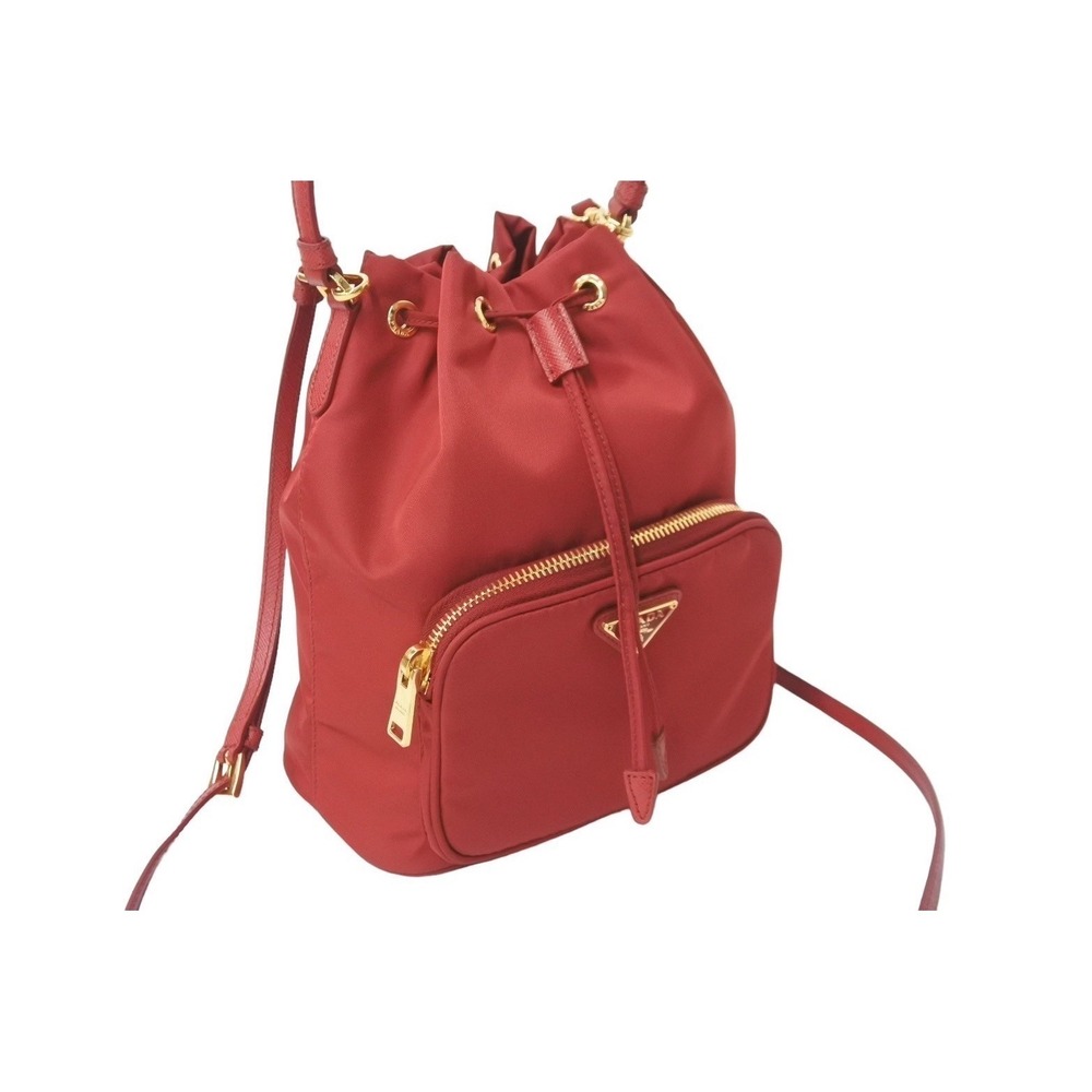 PRADA handbag triangle logo red drawstring closure - Picture 4 of 9